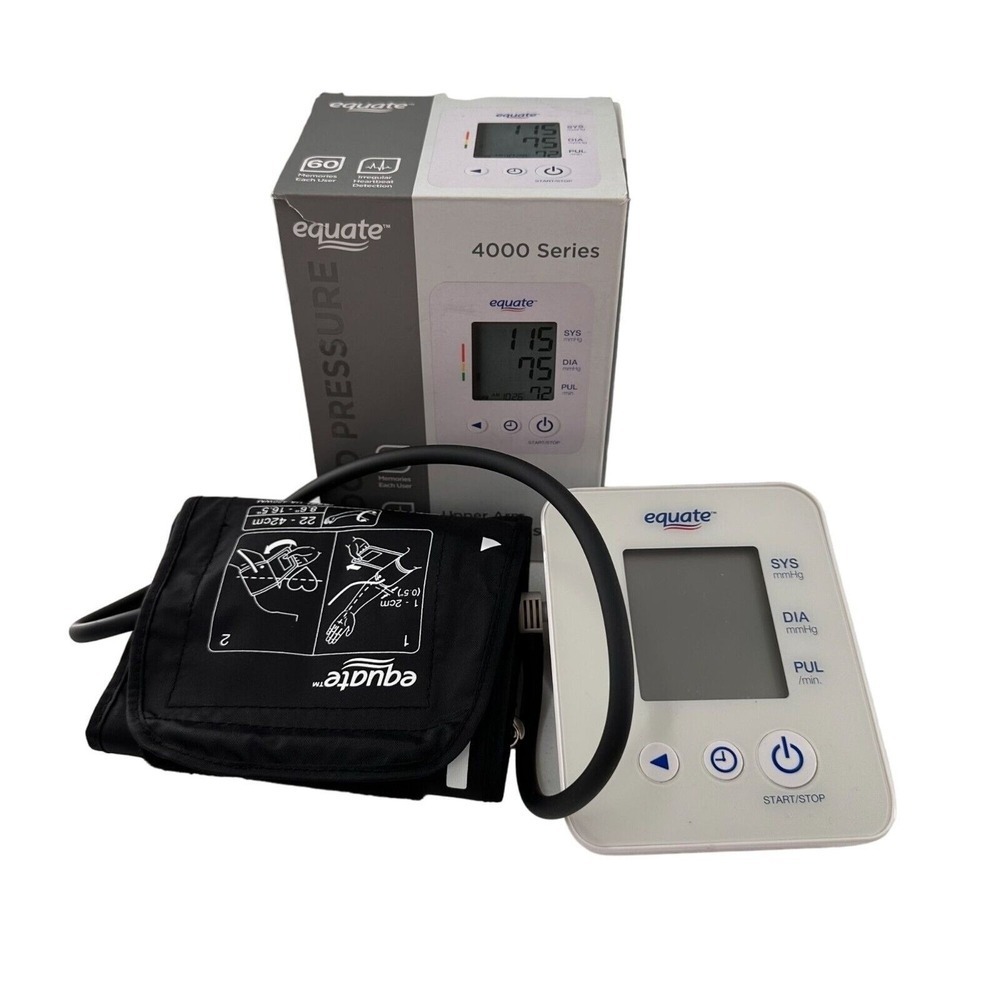 Equate 4000 Series Upper Arm Blood Pressure Monitor One-Touch Operation Wireless